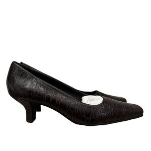 Aerosoles Brown Leather Square Toe Kitten Heels 8.5B